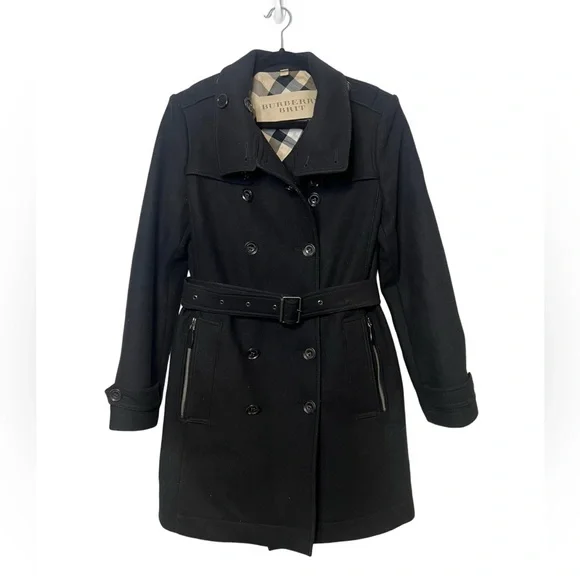BURBERRY Daylesmoore Double Breasted Wool Cashmere Black Trench Coat Size 8 - Picture 8 of 15